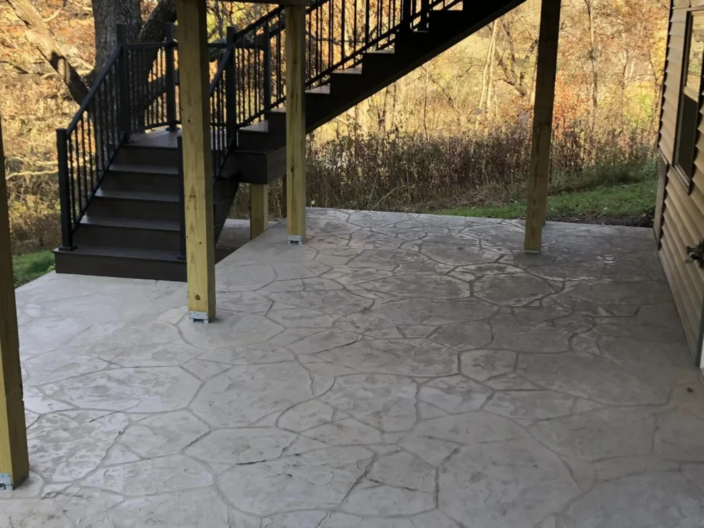 patio with stamped concrete design springfield il