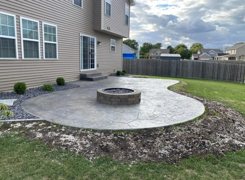 stamped concrete around a fire pit springfield il
